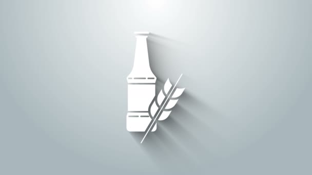 Bílé pivo láhev ikona izolované na šedém pozadí. Grafická animace pohybu videa 4K — Stock video