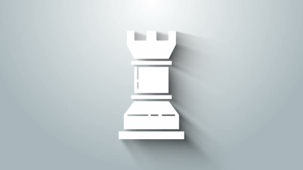 Ikona strategii White Business odizolowana na szarym tle. Symbol szachowy. Gra, zarządzanie, finanse. 4K Animacja graficzna ruchu wideo — Wideo stockowe