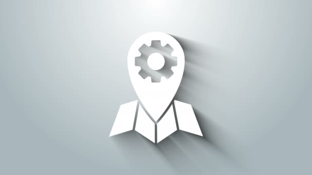 White Location vacature icoon geïsoleerd op grijze achtergrond. 4K Video motion grafische animatie — Stockvideo