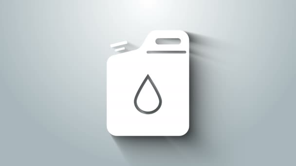 Bote blanco para icono de gasolina aislado sobre fondo gris. Icono de gas diesel. Animación gráfica de vídeo 4K — Vídeos de Stock