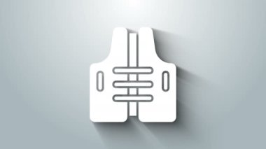 Beyaz Hayat ceketi simgesi gri arkaplanda izole edilmiş. Can yeleği ikonu. Olağanüstü bir spor. Spor malzemeleri. 4K Video hareketli grafik canlandırması