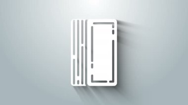 Gri arkaplanda, iskambil kâğıdından oluşan beyaz deste simgesi izole edildi. Kumarhane kumarı. 4K Video hareketli grafik canlandırması