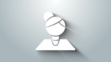 Beyaz Öğretmen simgesi gri arkaplanda izole edildi. 4K Video hareketli grafik canlandırması