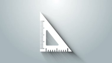 Gri arkaplanda beyaz üçgen yönetici simgesi izole edildi. Düz sembol. Geometrik sembol. 4K Video hareketli grafik canlandırması