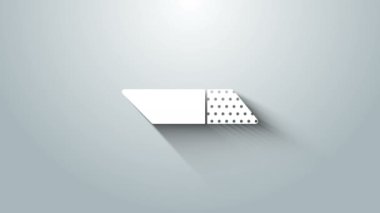 Gri arkaplanda beyaz silgi ya da kauçuk simge var. 4K Video hareketli grafik canlandırması