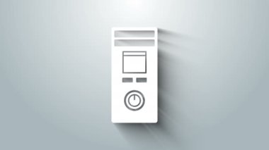 Beyaz Akıllı ev simgesi gri arkaplanda izole edildi. Uzaktan kumanda. 4K Video hareketli grafik canlandırması