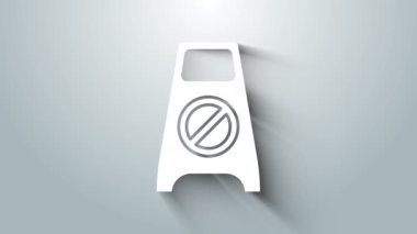 Beyaz ıslak zemin ve temizlik ikonu gri arka planda izole edildi. Temizlik hizmeti konsepti. 4K Video hareketli grafik canlandırması