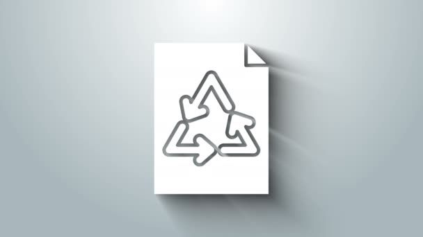 Weißbuch mit Recycling-Symbol auf grauem Hintergrund. 4K Video Motion Grafik Animation — Stockvideo