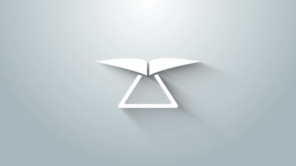 Witte deltavlieger pictogram geïsoleerd op grijze achtergrond. Extreme sport. 4K Video motion grafische animatie — Stockvideo