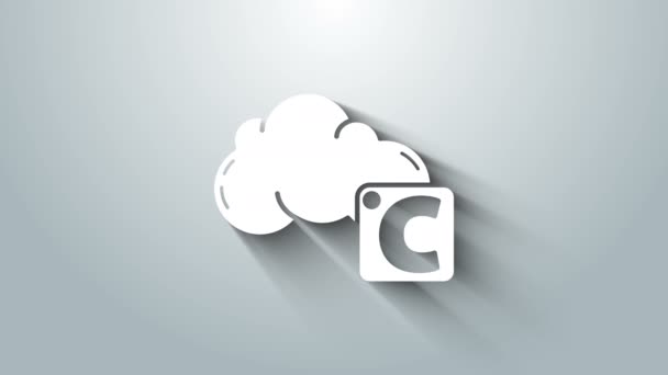 Witte Celsius en wolk pictogram geïsoleerd op grijze achtergrond. 4K Video motion grafische animatie — Stockvideo