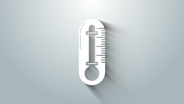 Icono del termómetro blanco aislado sobre fondo gris. Animación gráfica de vídeo 4K — Vídeos de Stock