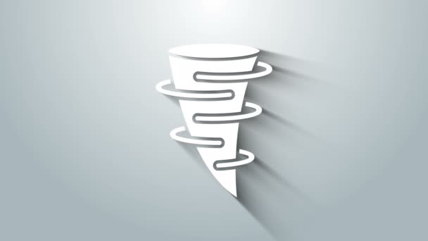 Witte Tornado pictogram geïsoleerd op grijze achtergrond. 4K Video motion grafische animatie — Stockvideo