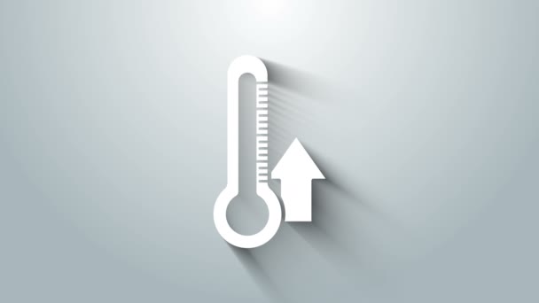 Icono del termómetro blanco aislado sobre fondo gris. Animación gráfica de vídeo 4K — Vídeos de Stock
