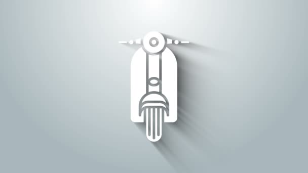 Hvid scooter ikon isoleret på grå baggrund. 4K Video bevægelse grafisk animation – Stock-video