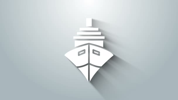 White Cargo ship icon isolated on grey background. 4K Video motion graphic animation — Stock Video