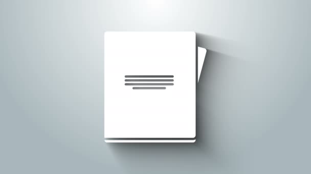 Icono de cuaderno blanco aislado sobre fondo gris. Icono de bloc de notas en espiral. Cuaderno escolar. Un bloc de notas. Diario para la escuela. Animación gráfica de vídeo 4K — Vídeo de stock