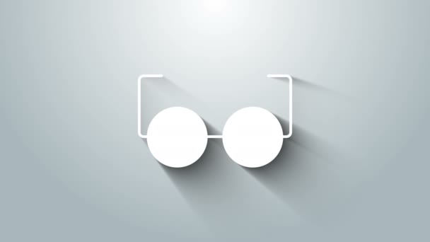 White Glasses icon isolated on grey background. Eyeglass frame symbol. 4K Video motion graphic animation — Stock Video