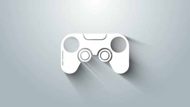 Icône Gamepad blanche isolée sur fond gris. Contrôleur de jeu. Animation graphique de mouvement vidéo 4K — Video