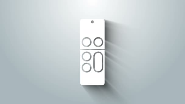 Icono de control remoto blanco aislado sobre fondo gris. Animación gráfica de vídeo 4K — Vídeos de Stock