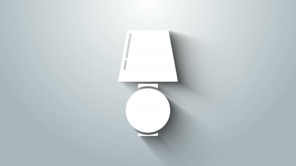 Icono de lámpara de mesa blanca aislada sobre fondo gris. Animación gráfica de vídeo 4K — Vídeos de Stock