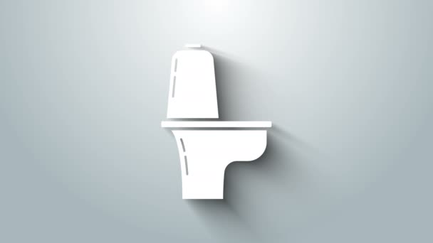 White Toilet bowl icon isolated on grey background. 4K Video motion graphic animation — Stock Video