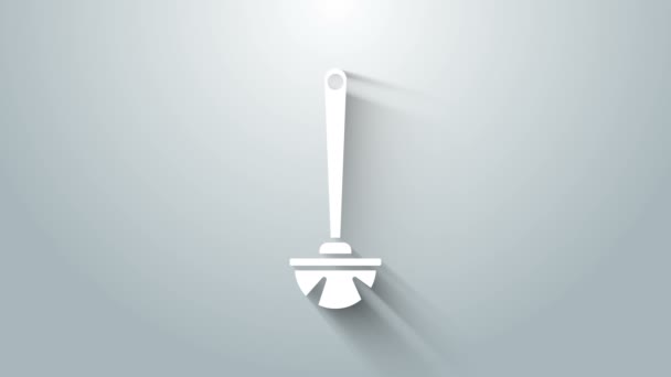 White Toilet brush icon isolated on grey background. 4K Video motion graphic animation — Stock Video