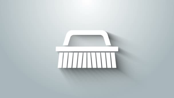 Escova branca para limpar ícone isolado no fundo cinza. Animação gráfica em movimento de vídeo 4K — Vídeo de Stock