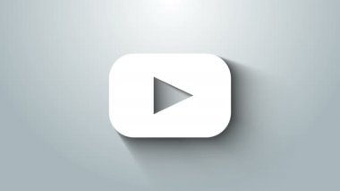 Beyaz Oyun simgesi gri arkaplanda izole edildi. 4K Video hareketli grafik canlandırması