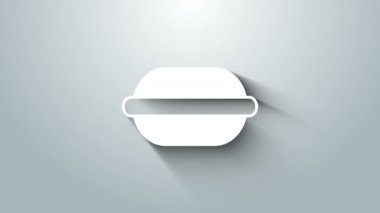 Beyaz makarna kurabiye ikonu gri arkaplanda izole edilmiş. Makarna tatlı fırın. 4K Video hareketli grafik canlandırması