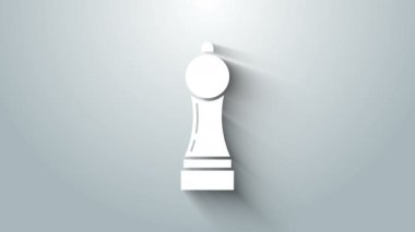 Beyaz Biber simgesi gri arkaplanda izole edildi. Yemek pişirme baharatları. 4K Video hareketli grafik canlandırması