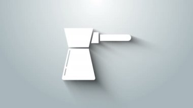 Beyaz Kahve Türk ikonu gri arka planda izole edilmiş. 4K Video hareketli grafik canlandırması