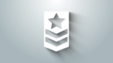 Beyaz Sembol simgesi gri arkaplanda izole edildi. Askeri rozet işareti. 4K Video hareketli grafik canlandırması