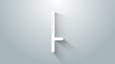 Beyaz Polis lastik cop ikonu gri arka planda izole edildi. Kauçuk copu. Polis yarasası. Polis ekipmanları. 4K Video hareketli grafik canlandırması