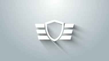 Beyaz Askeri ödül ikonu gri arka planda izole edilmiş. Ordu işareti. 4K Video hareketli grafik canlandırması