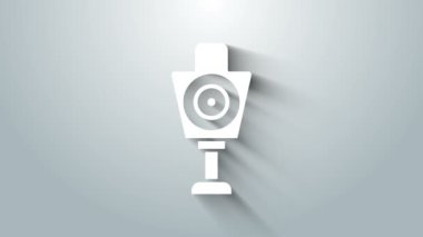 Beyazların hedef sporu gri arka planda izole edilmiş ikon çekmek. Atış mesafesi ya da atış mesafesi için sayıları olan temiz bir hedef. 4K Video hareketli grafik canlandırması
