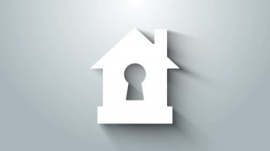 Beyaz Saray koruma altında, gri arka planda izole edilmiş bir ikon. Koruma, güvenlik, güvenlik, koruma, savunma konsepti. 4K Video hareketli grafik canlandırması