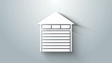 Gri arkaplanda beyaz kapalı depo simgesi izole edildi. 4K Video hareketli grafik canlandırması