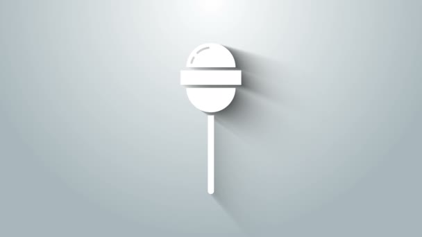 Vit Lollipop ikon isolerad på grå bakgrund. Mat, läcker symbol. 4K Video motion grafisk animation — Stockvideo