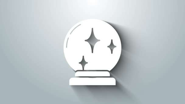 Icono de bola mágica blanca aislado sobre fondo gris. Una bola de cristal. Animación gráfica de vídeo 4K — Vídeo de stock