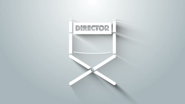 Icona sedia film White Director isolata su sfondo grigio. Industria cinematografica. Animazione grafica 4K Video motion — Video Stock