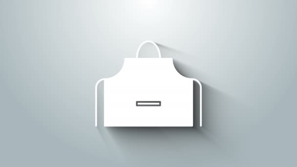 Weiße Küchenschürze Symbol isoliert auf grauem Hintergrund. Koch-Uniform zum Kochen. 4K Video Motion Grafik Animation — Stockvideo