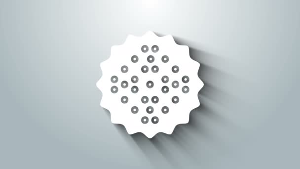 Icono de galleta galleta blanca aislada sobre fondo gris. Dulce galleta. Animación gráfica de vídeo 4K — Vídeos de Stock