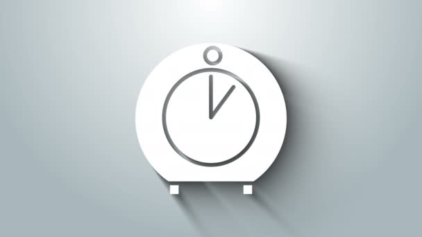 Icona timer cucina bianca isolata su sfondo grigio. Utensile da cucina. Animazione grafica 4K Video motion — Video Stock