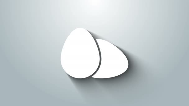 白い鶏の卵のアイコンは灰色の背景に隔離された。4Kビデオモーショングラフィックアニメーション — ストック動画