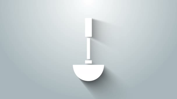 Vit kökslek ikon isolerad på grå bakgrund. Matlagningsredskap. Bestick sked tecken. 4K Video motion grafisk animation — Stockvideo