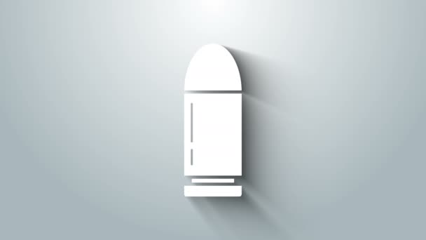 Ikona Bílá odrážka izolovaná na šedém pozadí. Grafická animace pohybu videa 4K — Stock video