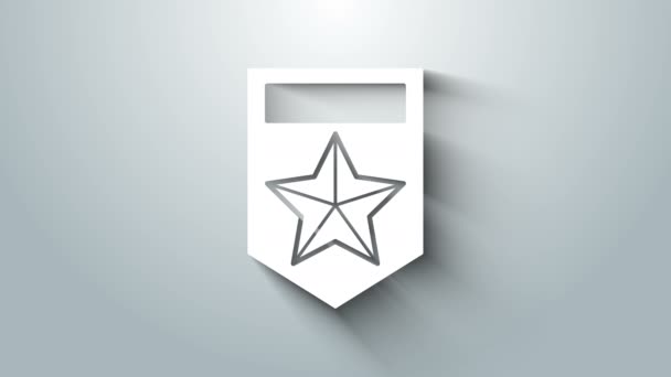 Fehér ékzár ikon elszigetelt szürke háttér. Katonai jelvény. 4K Videó mozgás grafikus animáció — Stock videók