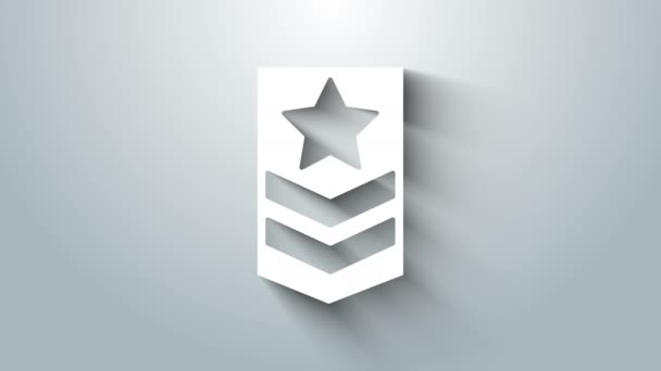 Icona Chevron bianca isolata su sfondo grigio. Segno di distintivo militare. Animazione grafica 4K Video motion — Video Stock