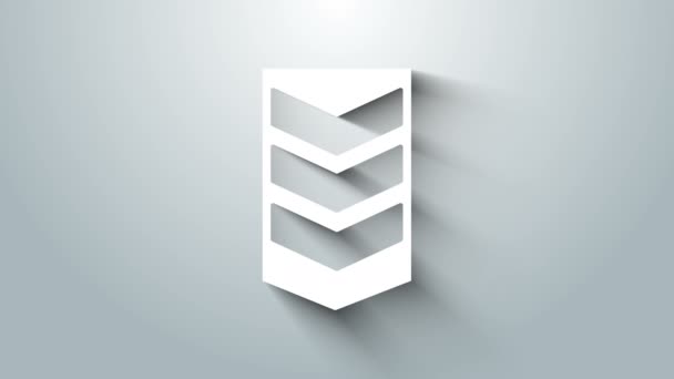 Ikon pangkat Militer Putih diisolasi pada latar belakang abu-abu. Tanda pengenal militer. Animasi grafis gerak Video 4K — Stok Video