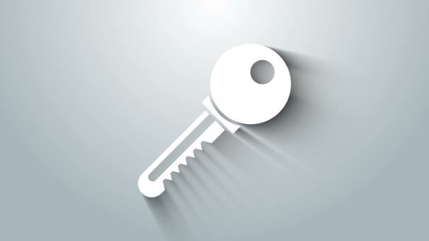 White Key icon isolated on grey background. 4K Video motion graphic animation — Stock Footage White Key icon isolated on grey background. 4K Video motion graphic animation Royalty Free Stock Video